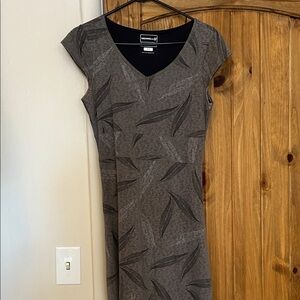 Mossimo Supply Co. Charcoal Leaf Print Midi Dress
